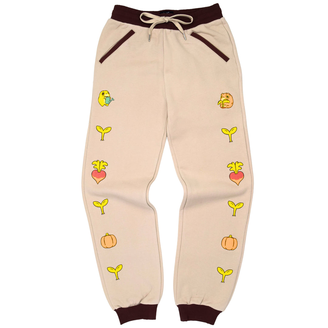 Beige Farming Sweat Pants