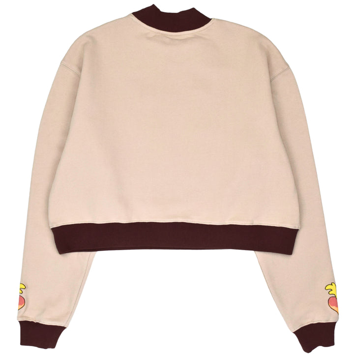 Beige Farming Mock Neck Sweater