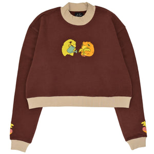 Brown Farming Mock Neck Sweater