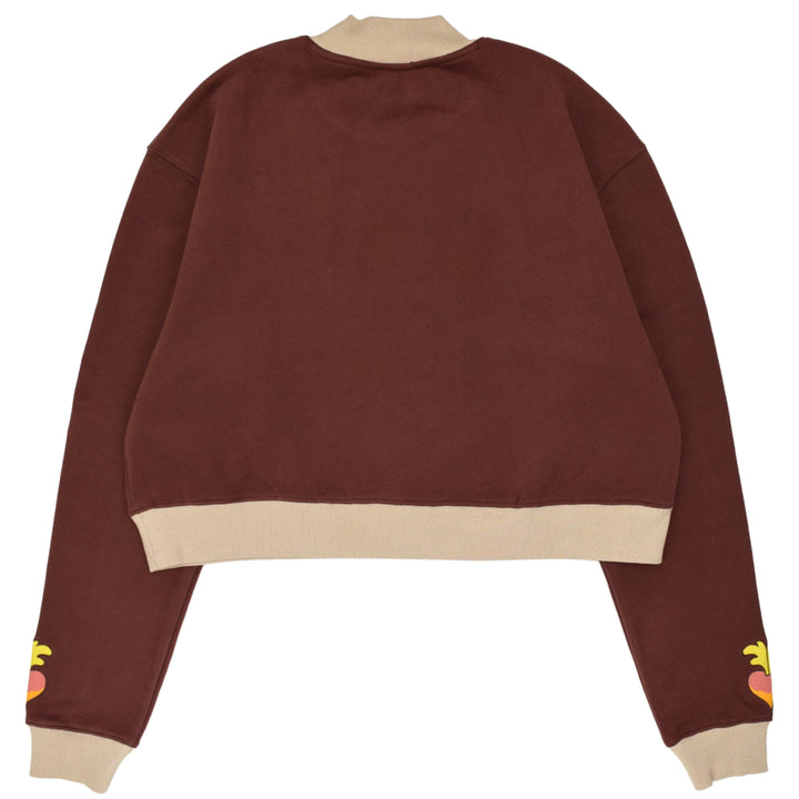 Brown Farming Mock Neck Sweater