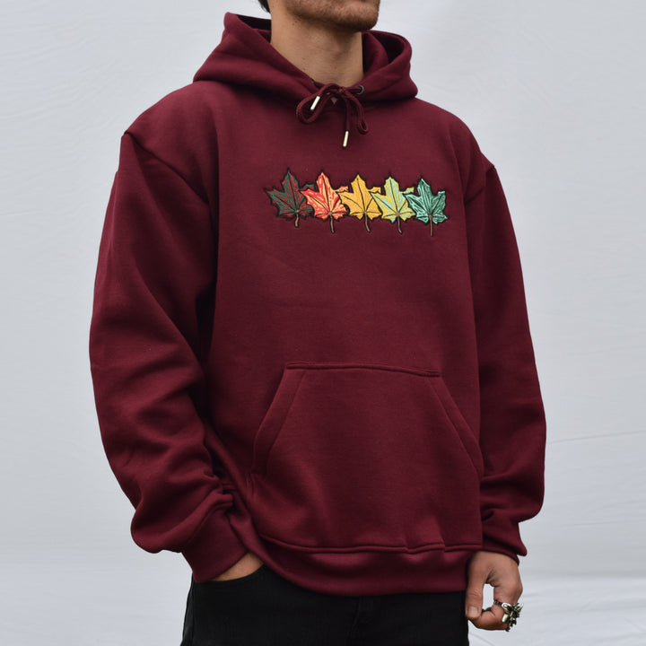 Burgundy Fall Leaves Hoodie