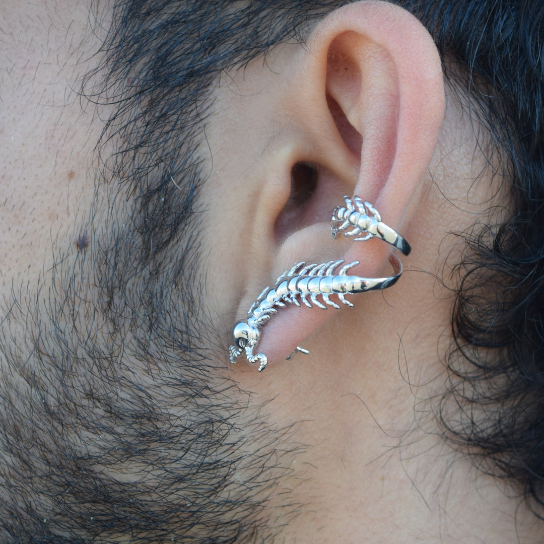 Silver Centipede Ear Cuff