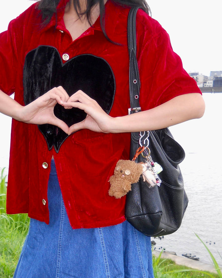 Heart Shaped Short Sleeve Button Up