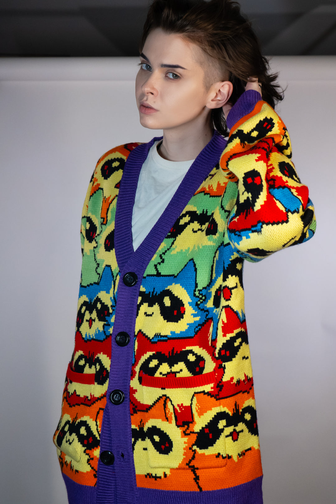 Rainbow Raccoon Cardigan