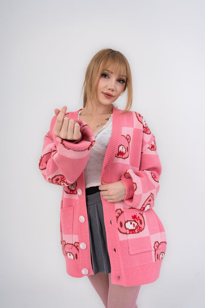 Gloomy Bear Patterned Cardigan [PRE-APPROVAL]