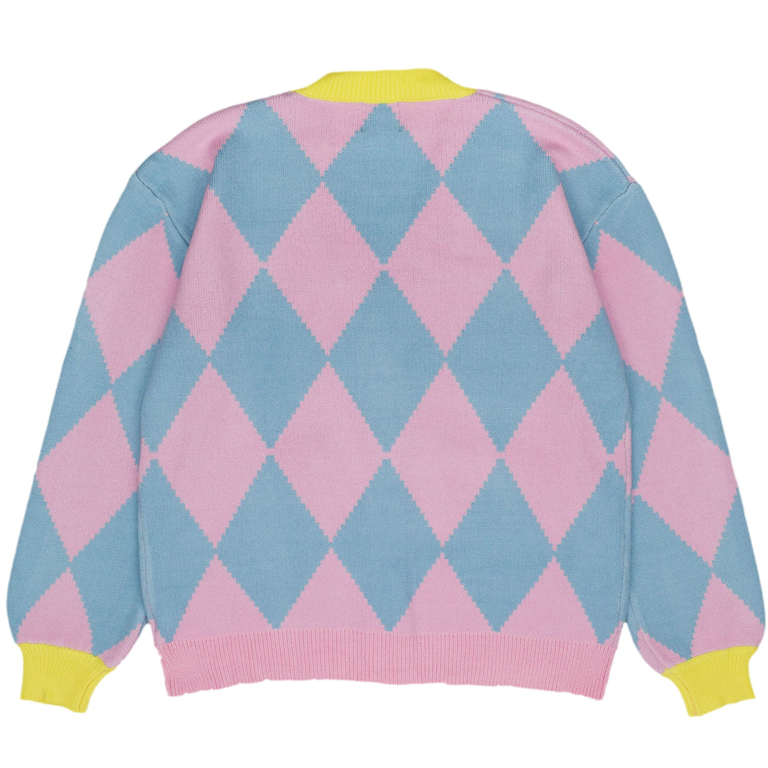 Blue and Pink Argyle Cardigan